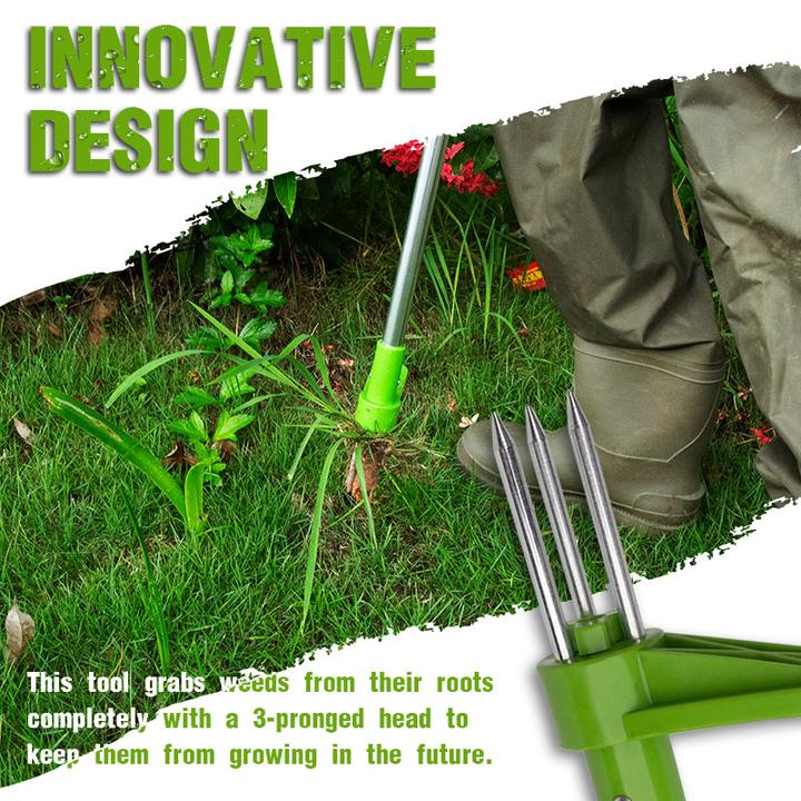 Standing Weed Puller with Triple Steel Claws and Foot Pedal