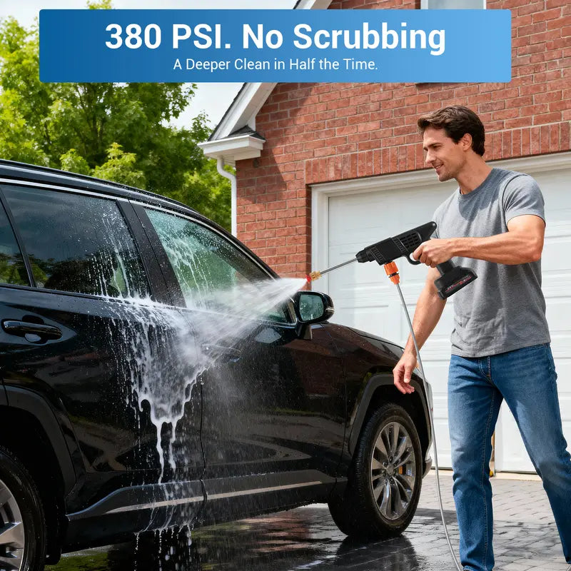 Dazone Electric Car Washing Machine 380 PSI 21V Portable Cordless High Pressure Water Gun Car Washer Cleaner 2 Replaceable 24V Batteries with 12000mAh Capacity allveramart