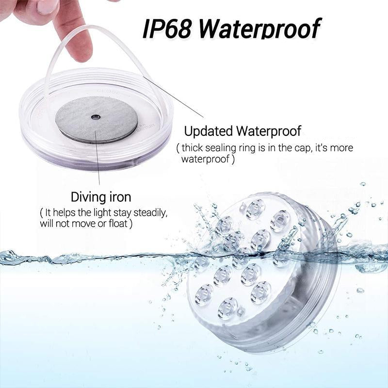 Submersible Pool Light with 12-Color Remote Control and Suction Cup Mount