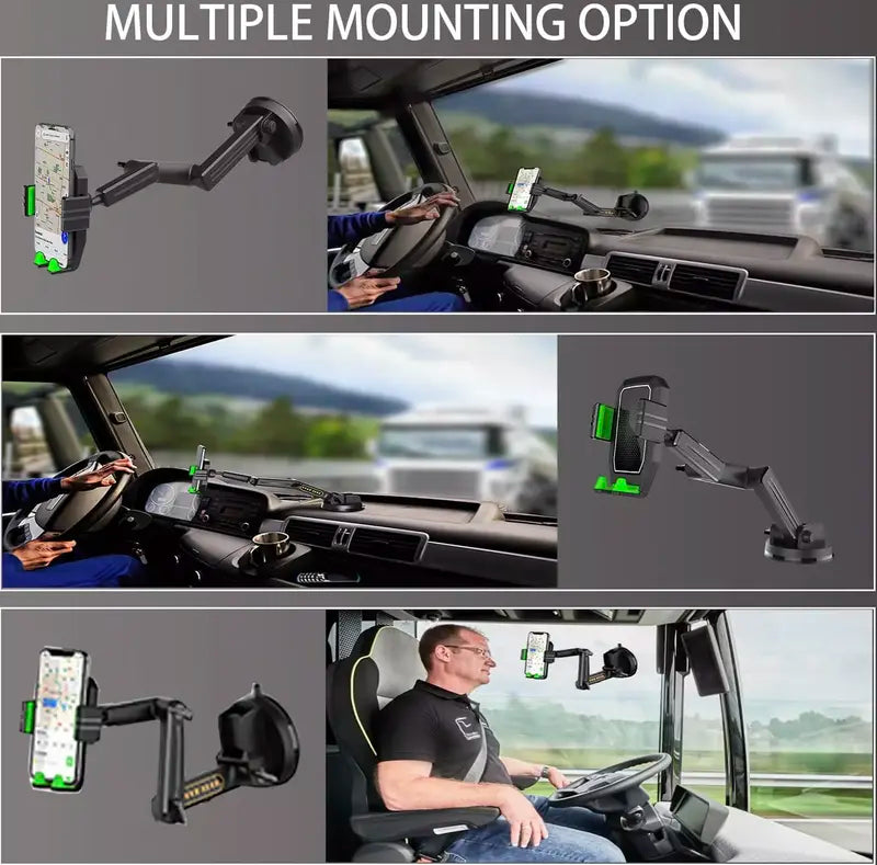 Truck Phone Holder Mount Heavy Duty Truck Dashboard Windshield Long Anti-Shake Smartphone Stand allveramart