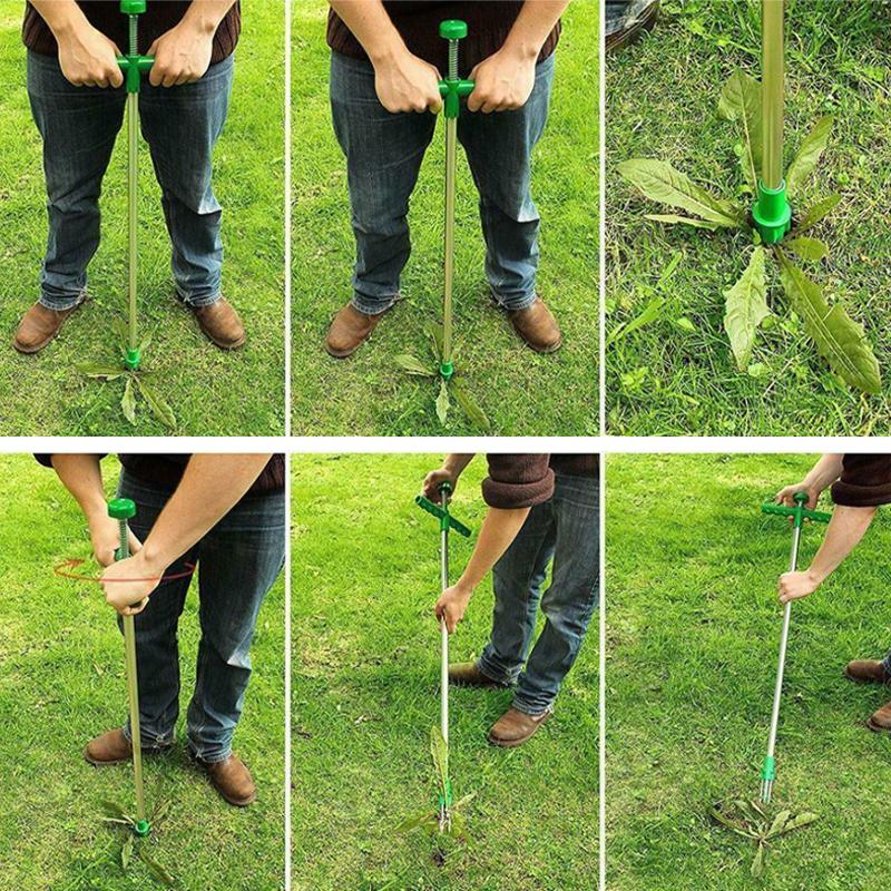 Standing Weed Puller with Triple Steel Claws and Foot Pedal