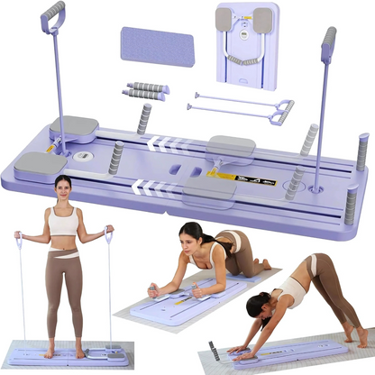 Portable Folding Balance Board with Resistance Bands for Home Pilates Training