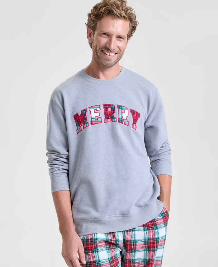 Extra Length Merry Plaid Sweatshirt That Covers the Hips with Soft Stretch