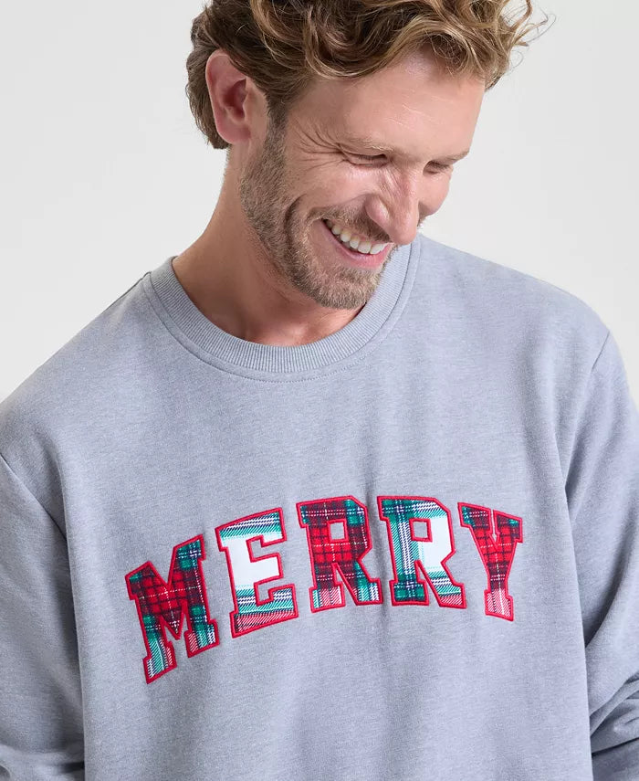 Extra Length Merry Plaid Sweatshirt That Covers the Hips with Soft Stretch