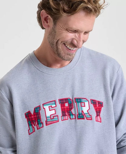 Extra Length Merry Plaid Sweatshirt That Covers the Hips with Soft Stretch