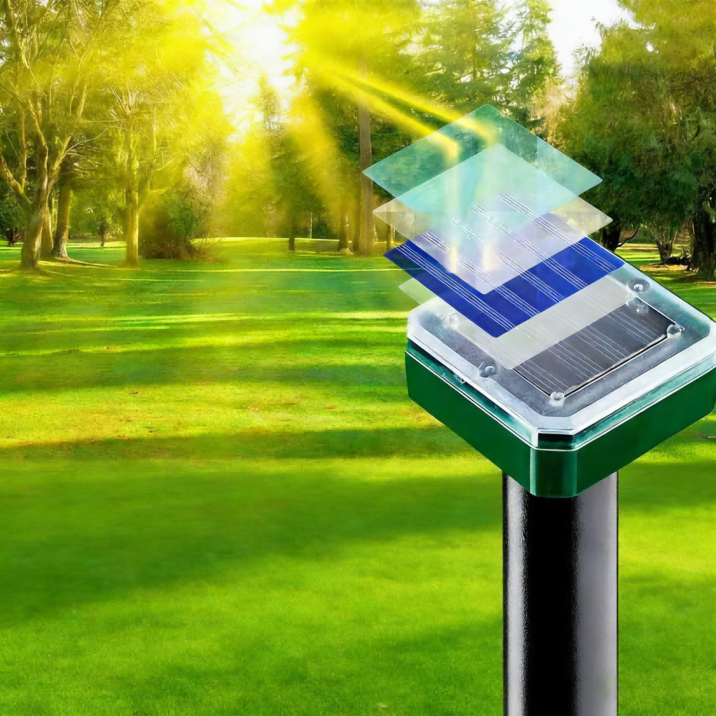 Solar Ultrasonic Rodent Repellent with Variable Frequency Sound and IP65 Waterproof Rating