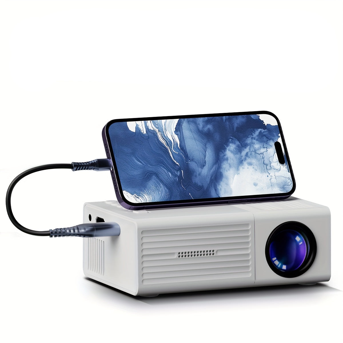 Portable Mini Projector with 3000 Lumen Brightness and HDMI USB Connectivity