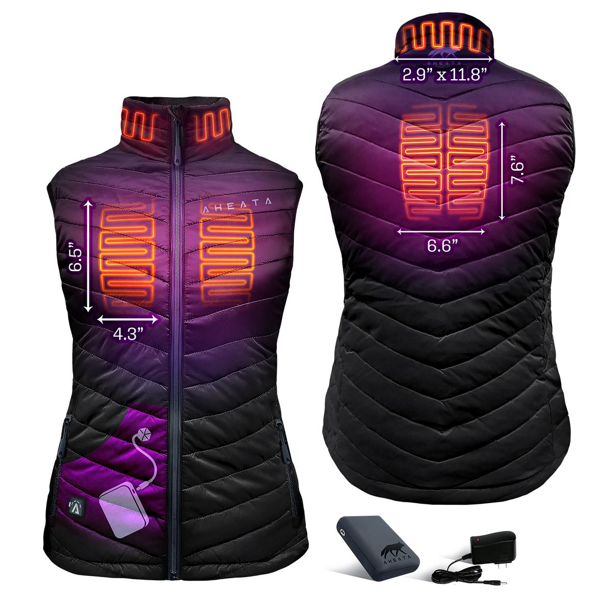 Womens heated puffer vest with battery pack