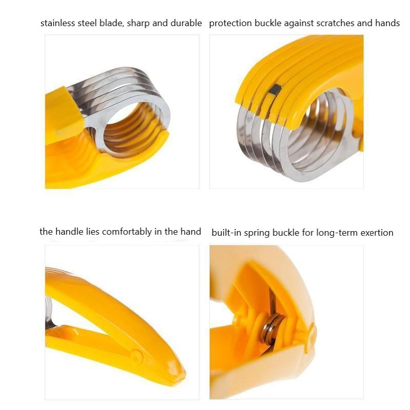 Handheld Banana Slicer with Stainless Steel Blades and Ergonomic Handle