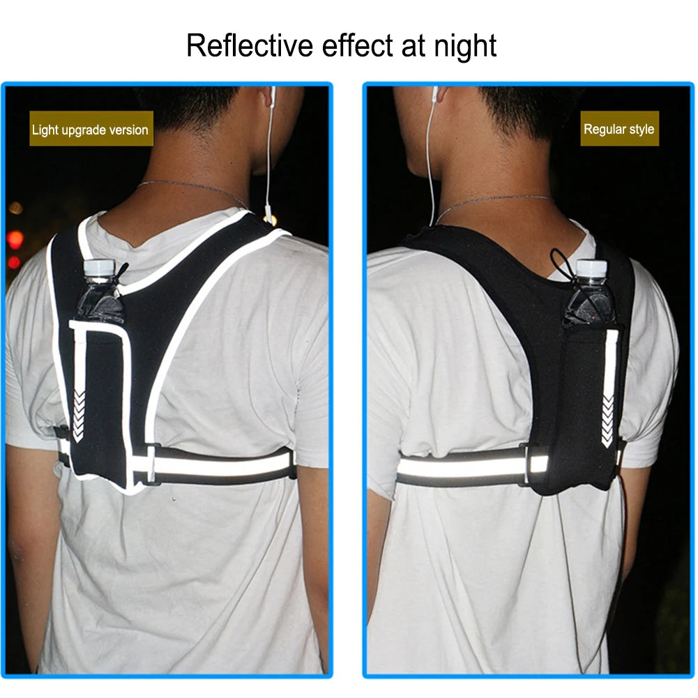 Reflective Chest Vest with Phone Pocket and Water Bottle Holder