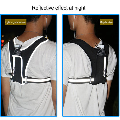 Reflective Chest Vest with Phone Pocket and Water Bottle Holder