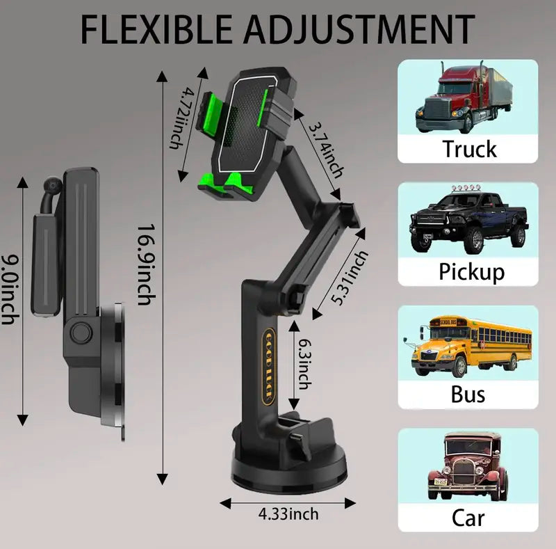 Truck Phone Holder Mount Heavy Duty Truck Dashboard Windshield Long Anti-Shake Smartphone Stand allveramart
