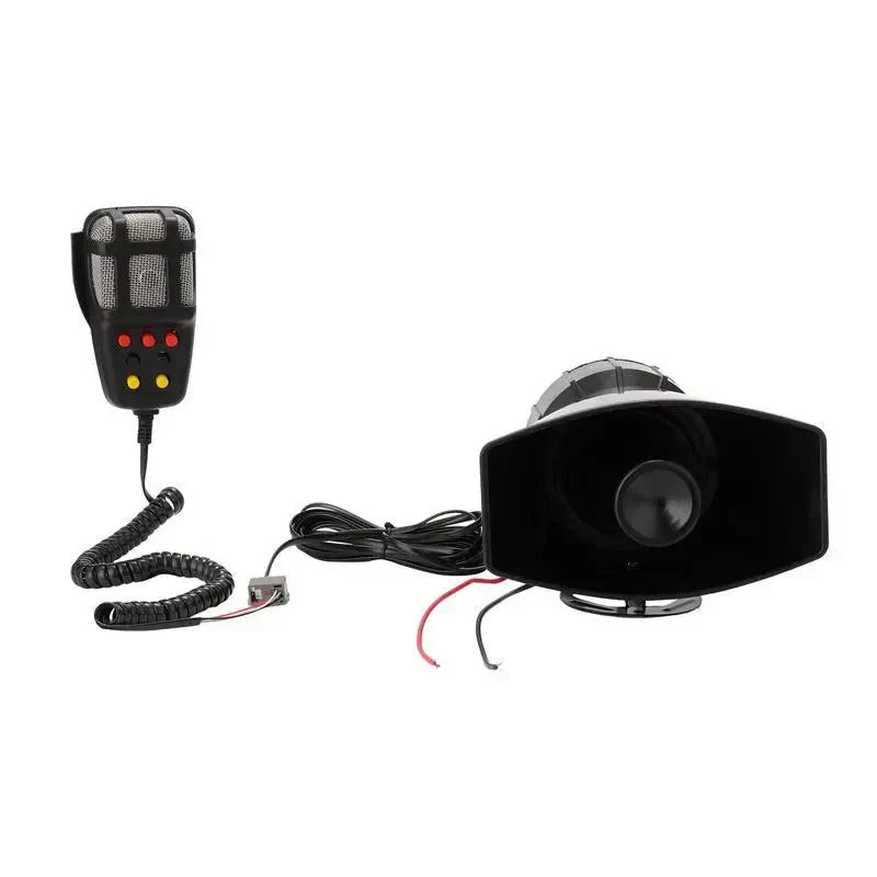 12V 80W 135dB 7-Tone Car Warning Siren Horn Mic PA Speaker System Auto Security Alarm Warning Amplifier Hooter Compact Design for Car Use allveramart