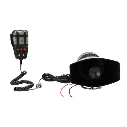 12V 80W 135dB 7-Tone Car Warning Siren Horn Mic PA Speaker System Auto Security Alarm Warning Amplifier Hooter Compact Design for Car Use allveramart