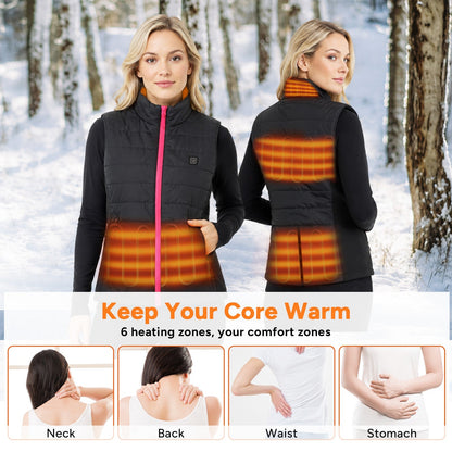 Women's Core Heated Vest with Six Heat Zones and Three Temperature Levels