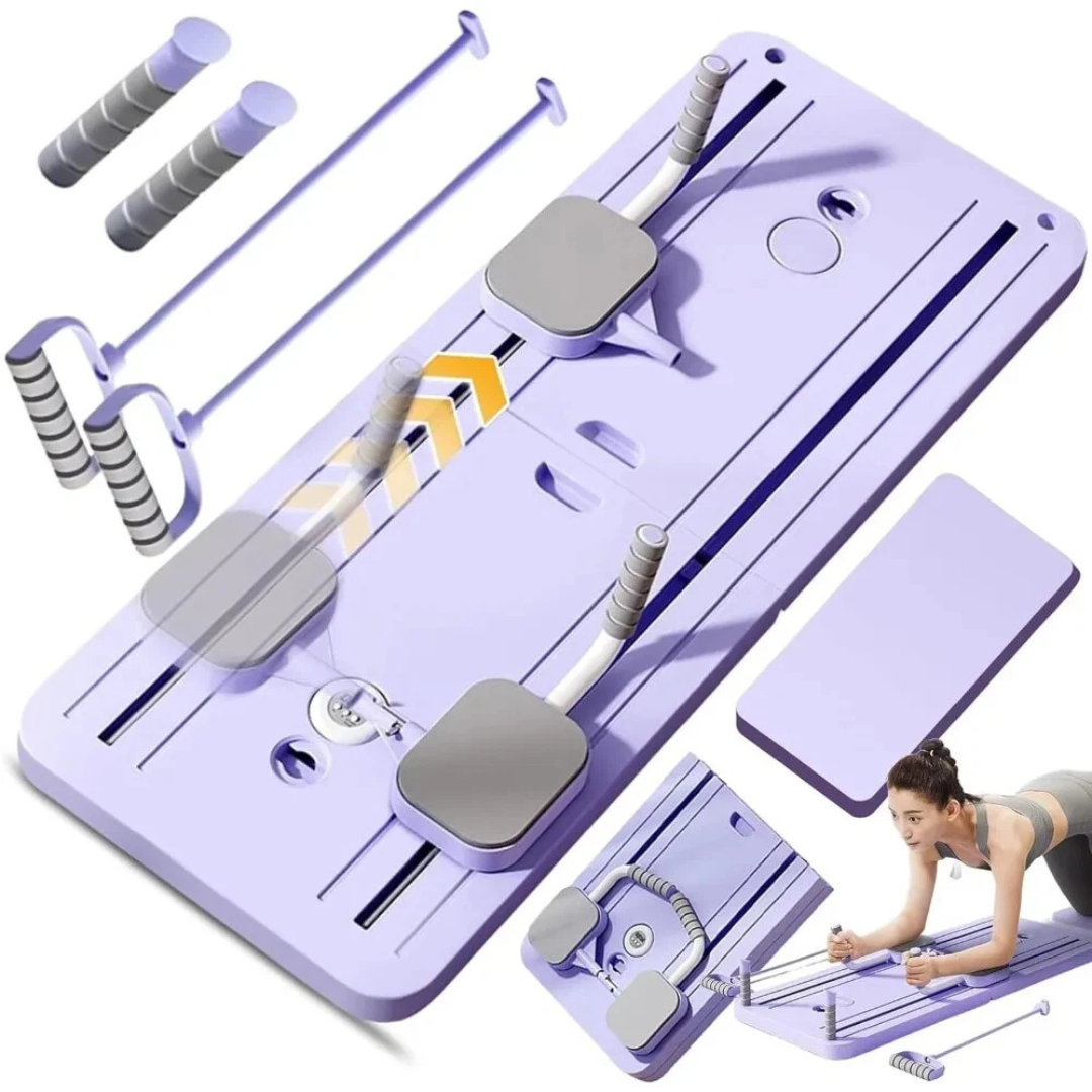 Portable Folding Balance Board with Resistance Bands for Home Pilates Training
