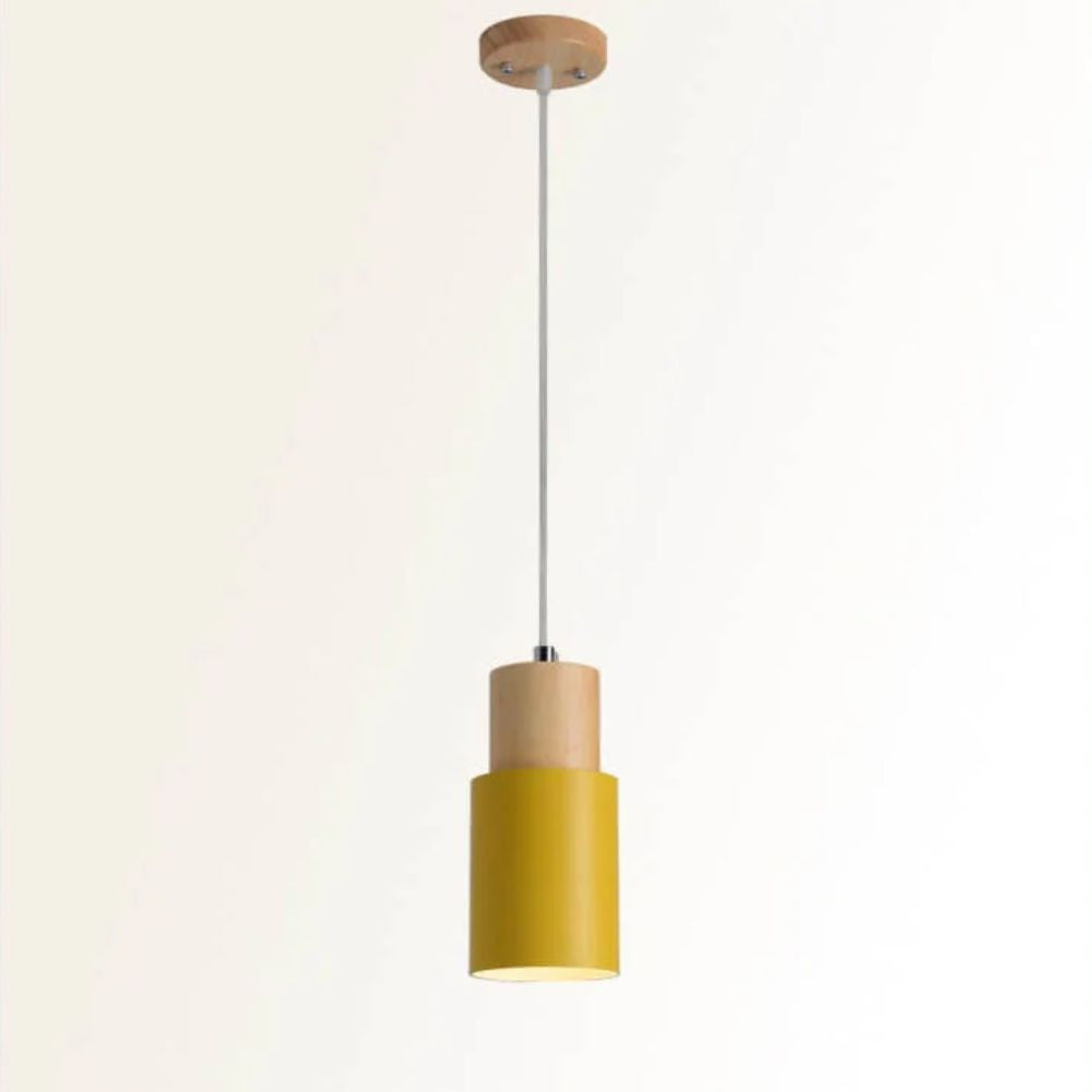 Metal and Wood Pendant Light, Modern Industrial Design