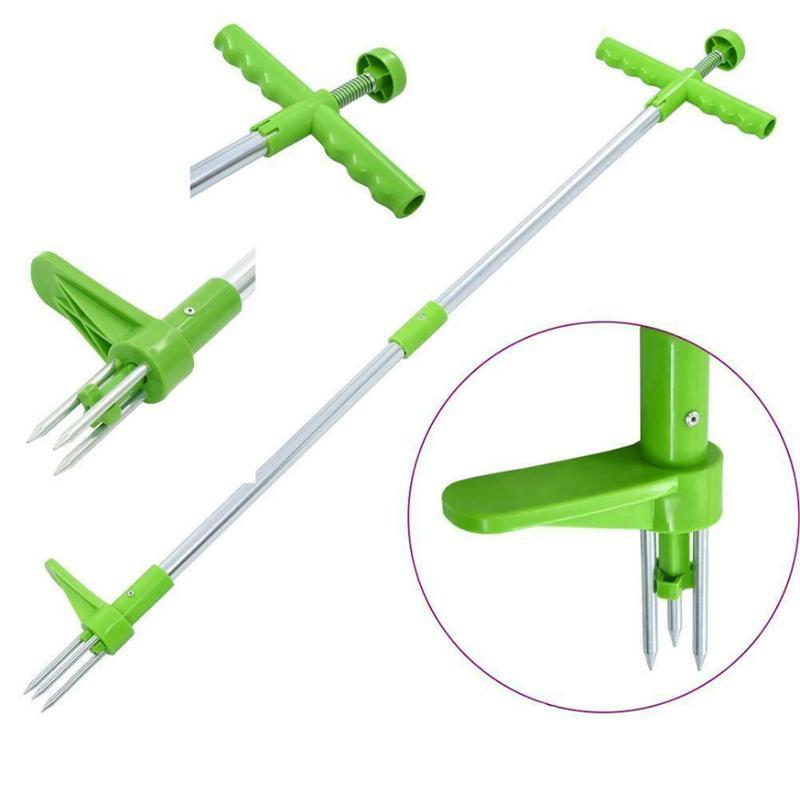 Standing Weed Puller with Triple Steel Claws and Foot Pedal