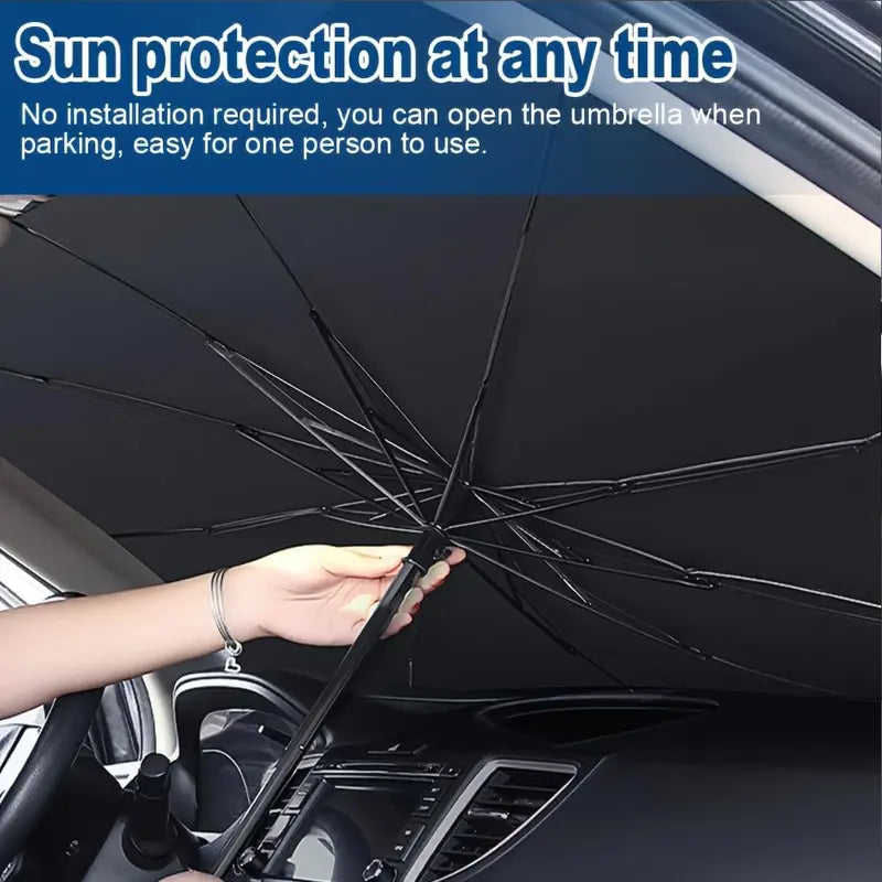 Umbrella Fold Windshield Sunshade 55x31 Inch with Reflective Heat Blocking for Cars and SUVs