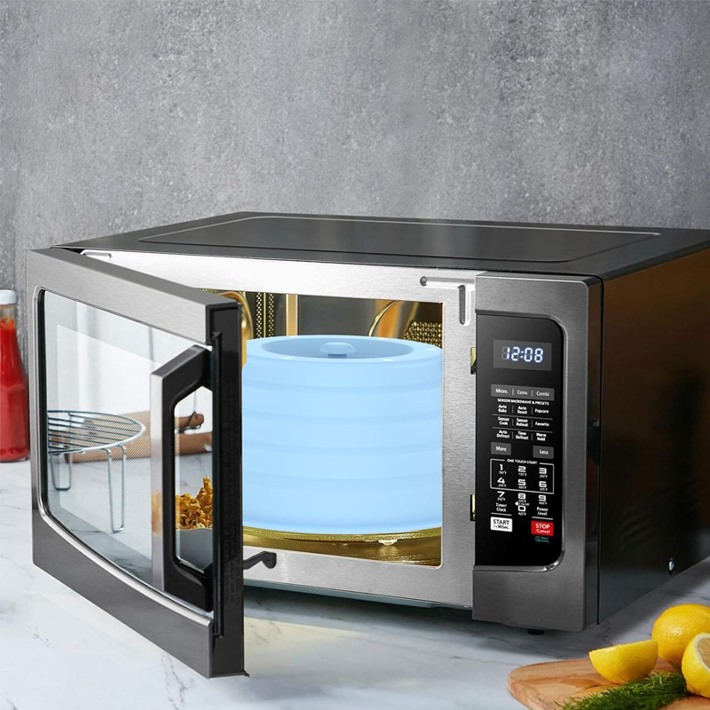 Collapsible Microwave Cover with Magnetic Ceiling Attachment and Steam Vents