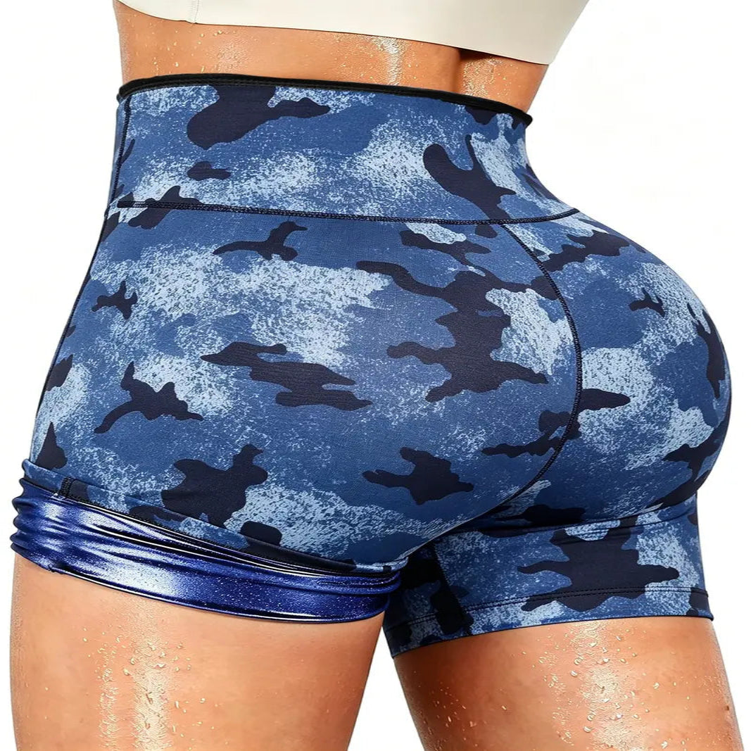 Women's Solid High Waist Breathable Waistband Sauna Shorts, Breathable Comfortable Tummy Control Hip Lift Sauna Shorts, Ladies Sportswear for Indoor Outdoor Wear allveramart