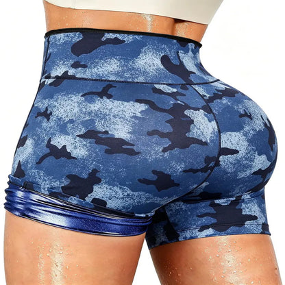 Women's Solid High Waist Breathable Waistband Sauna Shorts, Breathable Comfortable Tummy Control Hip Lift Sauna Shorts, Ladies Sportswear for Indoor Outdoor Wear allveramart
