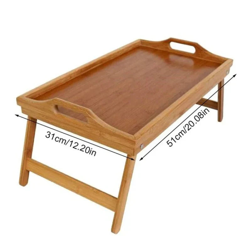 Bamboo Bed Tray with Folding Legs and Stable Surface