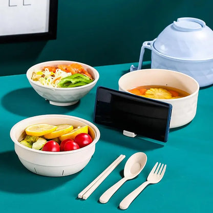 6PC/Set Microwave Ramen Bowl Set, Ramen Noodle Cooker with Lid & Handle,Perfect for Home, Office, Dorm, or College Tableware allveramart