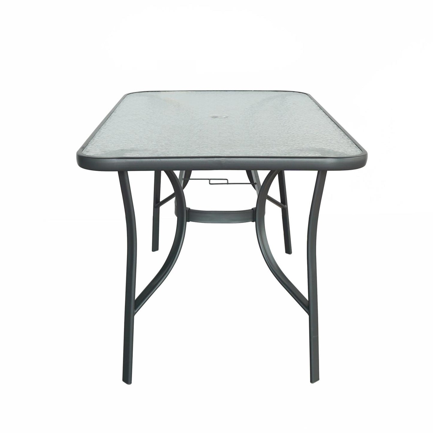 Kara Dining Set, Seating for 6 with Glass Top Table and Black Chairs