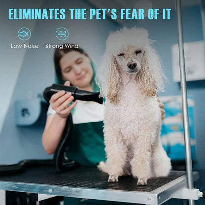 High Velocity Dog Grooming Dryer with Dual Speed Settings and Adjustable Temperature, Four Nozzle Attachments