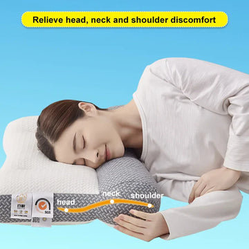Ergonomic Neck Pillow for Side and Back Sleepers with Ear Space and Knit Cover