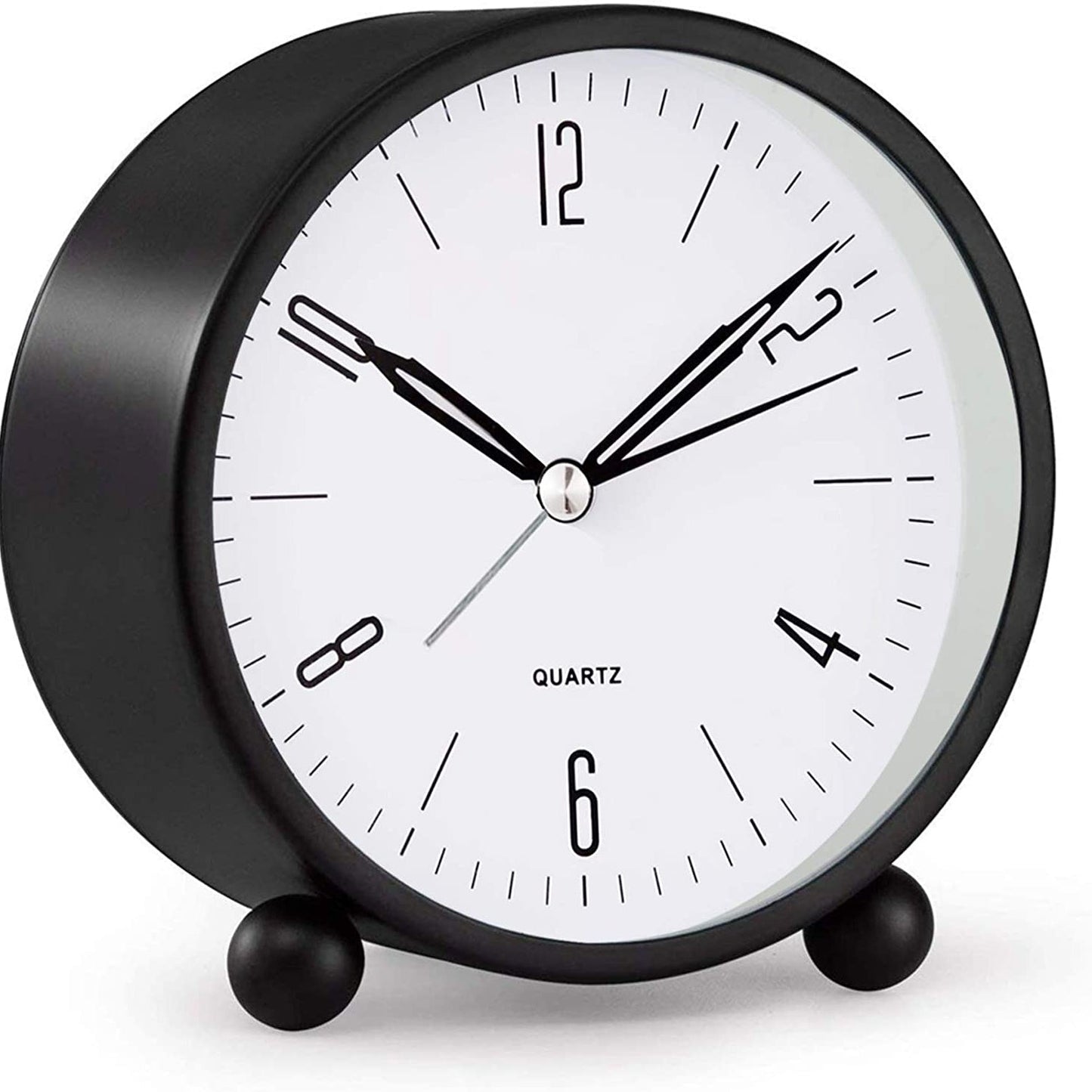 Compact Alarm Clock with Silent Second Hand and Yellow Night Light