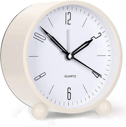 Compact Alarm Clock with Silent Second Hand and Yellow Night Light