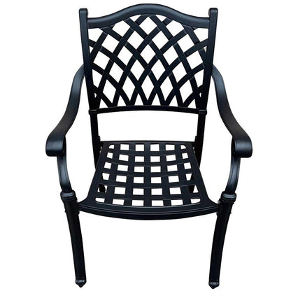 Elana 3-Piece Patio Dining Set for 2, Cast Aluminium Table and 2 Chairs - Black