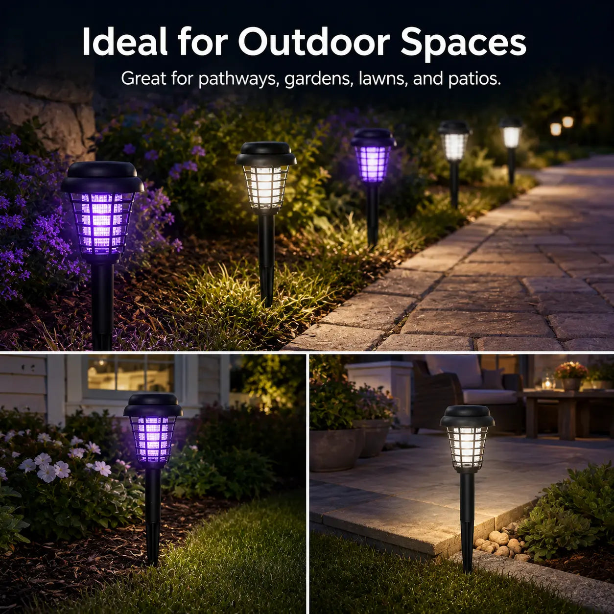 Solar Bug Zapper with Automatic Dusk Sensor and Dual Mode, Ground Stake Installation All Vera Mart