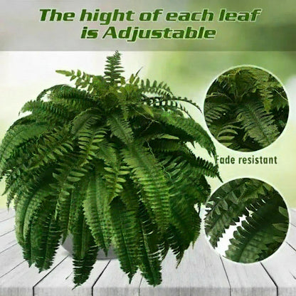 Artificial Boston Fern Set with Polyethylene and Water Resistant Construction, 18 Pack