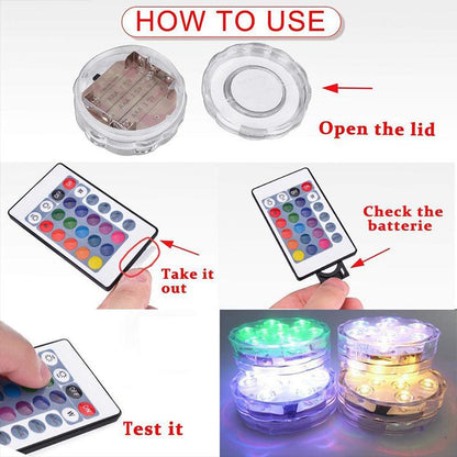 Submersible Pool Light with 12-Color Remote Control and Suction Cup Mount