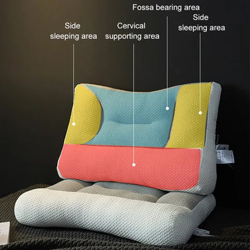 Ergonomic Neck Pillow for Side and Back Sleepers with Ear Space and Knit Cover
