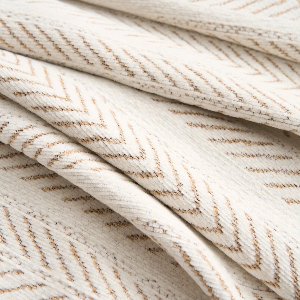 Microfiber Chenille Sofa Cover with Herringbone Pattern and Tassel Trim, Pet Friendly