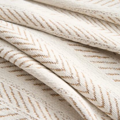 Microfiber Chenille Sofa Cover with Herringbone Pattern and Tassel Trim, Pet Friendly
