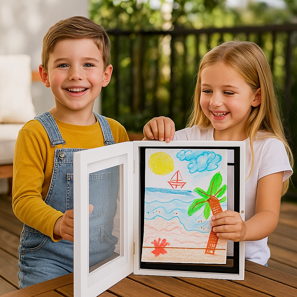 Rotating Drawing Storage Frame with Front Flip Access for 150 Artworks