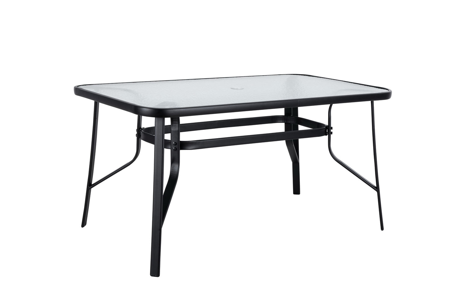 Kara Dining Set, Seating for 6 with Glass Top Table and Black Chairs
