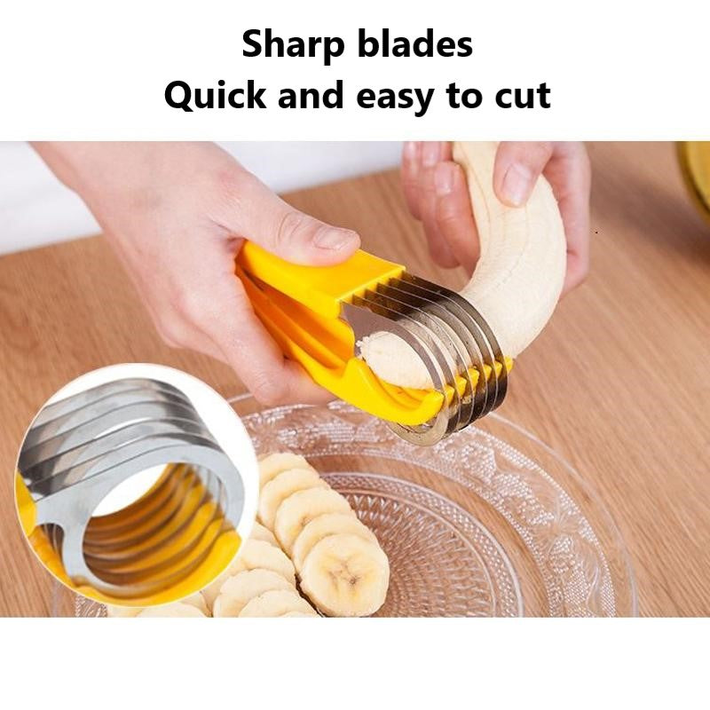Handheld Banana Slicer with Stainless Steel Blades and Ergonomic Handle