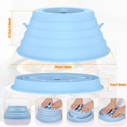 Collapsible Microwave Cover with Magnetic Ceiling Attachment and Steam Vents