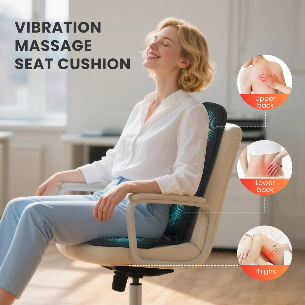 Vibrating Massage Cushion with Dual Zone Heat and 5 Motors for Home Office Car
