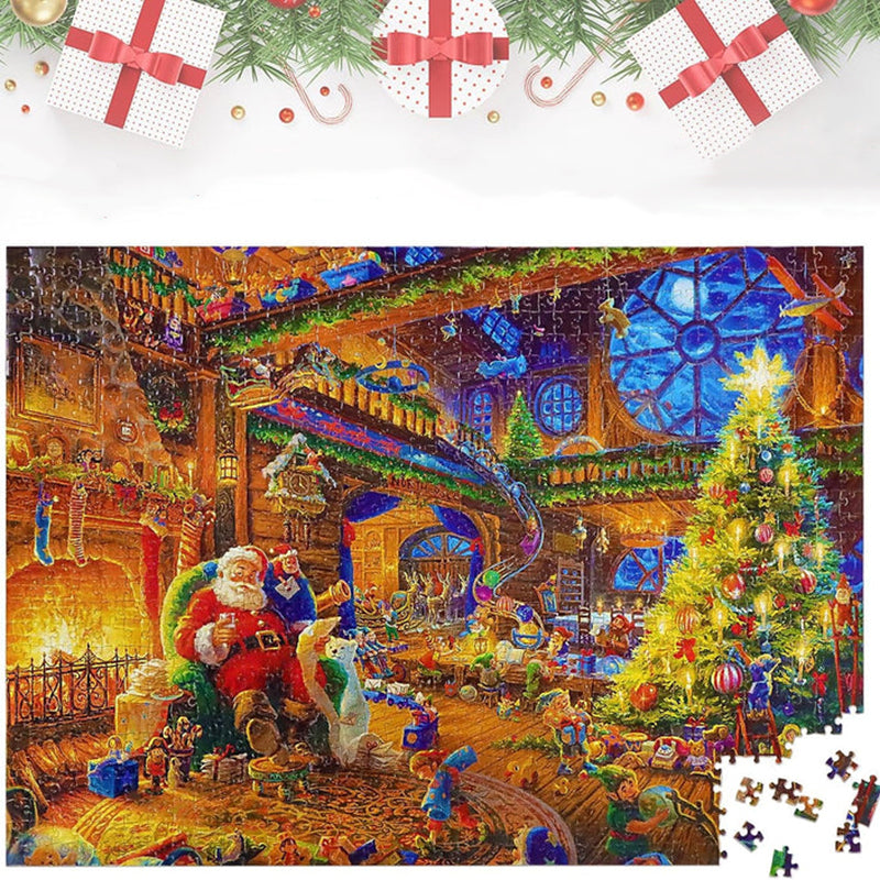 Countdown Puzzle Calendar with 24 Daily Boxes of Cardboard Pieces That Build One Christmas Scene