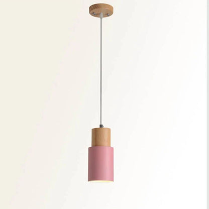 Metal and Wood Pendant Light, Modern Industrial Design
