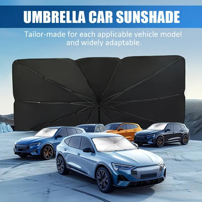 Umbrella Fold Windshield Sunshade 55x31 Inch with Reflective Heat Blocking for Cars and SUVs