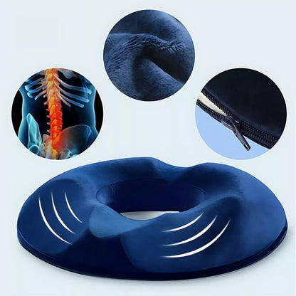 Memory Foam Donut Shape Seat Cushion with Center Opening and Washable Cover for Office, Travel, Home