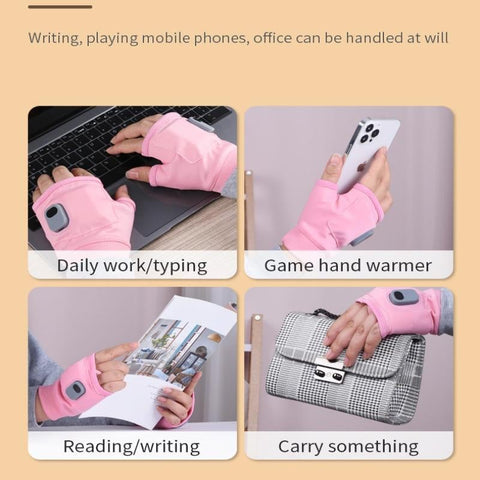 Heated Fingerless Gloves with Type C Charging and Three Temperature Settings in Black or Pink